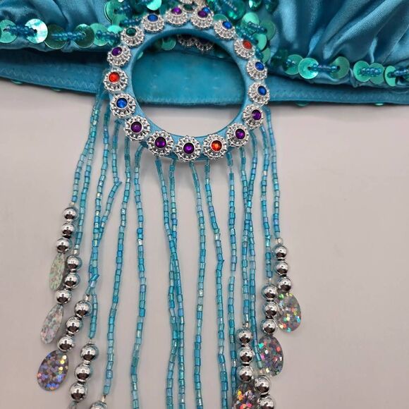 Belly Fancy Bra Blue Sequins Tassle Rhinestone Size 34 - Picture 3 of 8